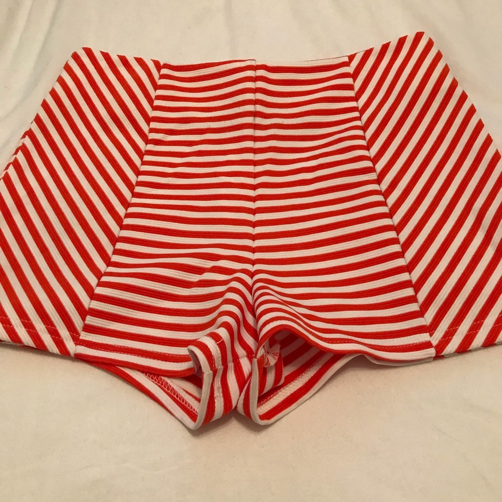 Orange and white high waisted shorts